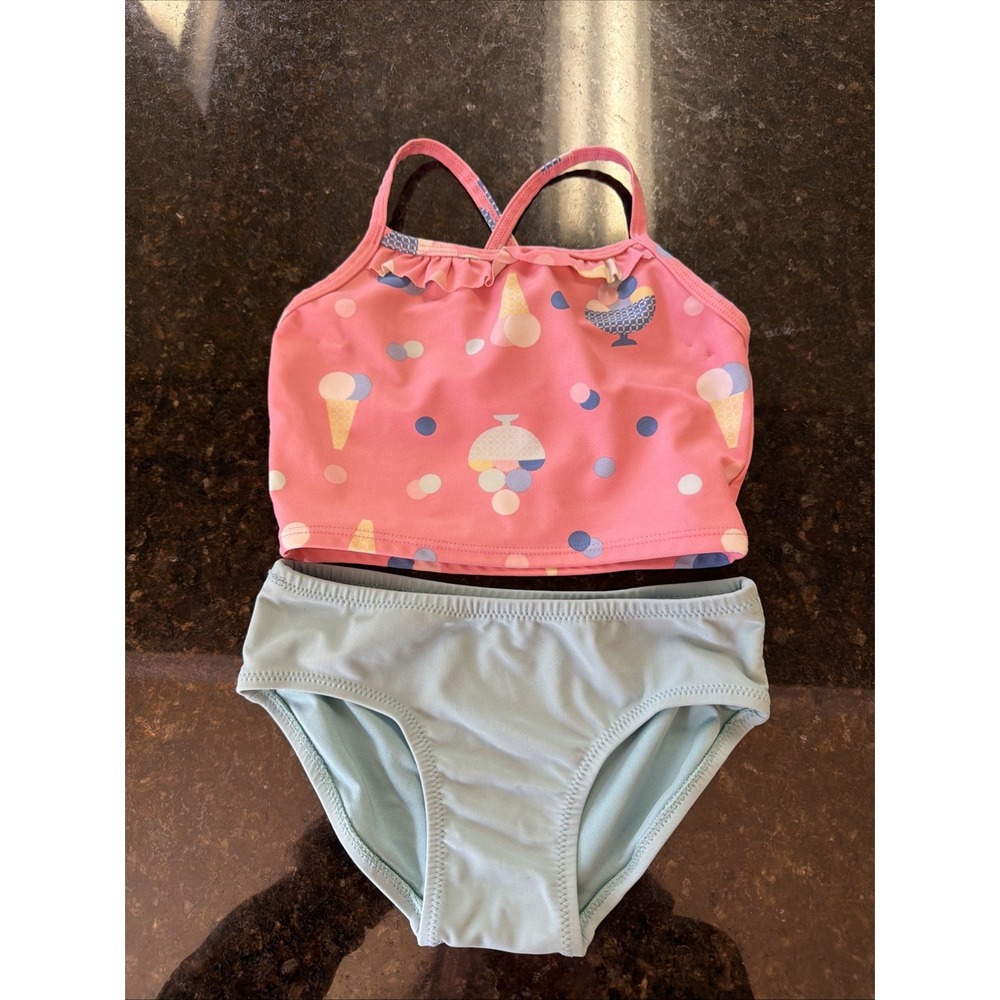 Hanna Andersson Girls Tankini Sz 110 Primary Bottoms Sz 4-5 Swimsuit Ice Cream‎